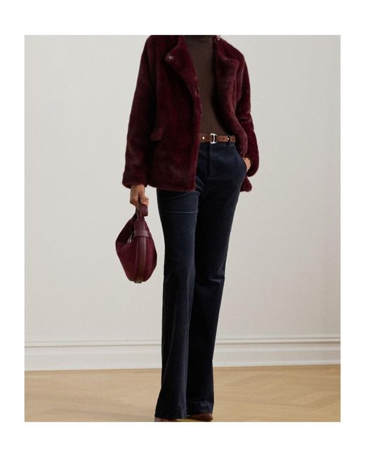 Ralph Lauren Purple Real Leather Fx Fur Teddy Coat