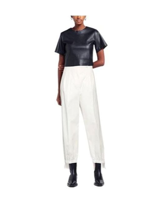 Max Mara White Solid-Color Fabric Pants
