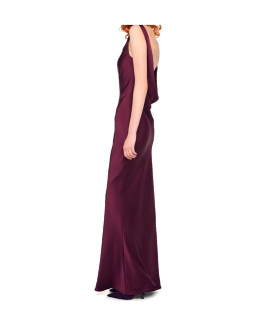 Norma Kamali Purple Sleeveless Low Back Drape Gown