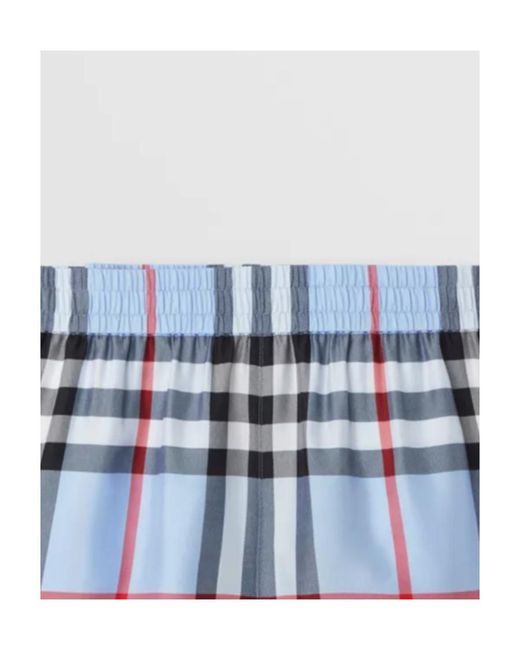 Burberry Blue Check Patterned Bermuda Shorts