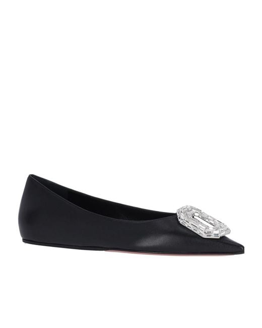 AMINA MUADDI Black Pointed Flat Shoes