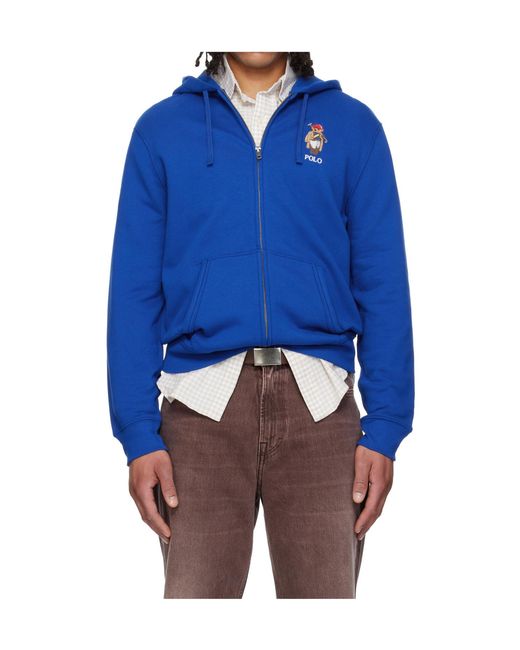 Polo Ralph Lauren Blue Long-Sleeved Full-Zip Hoodie for men