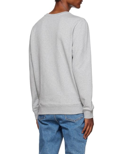 A.P.C. Gray Logo-Printed Straight Hem Sweatshirt for men