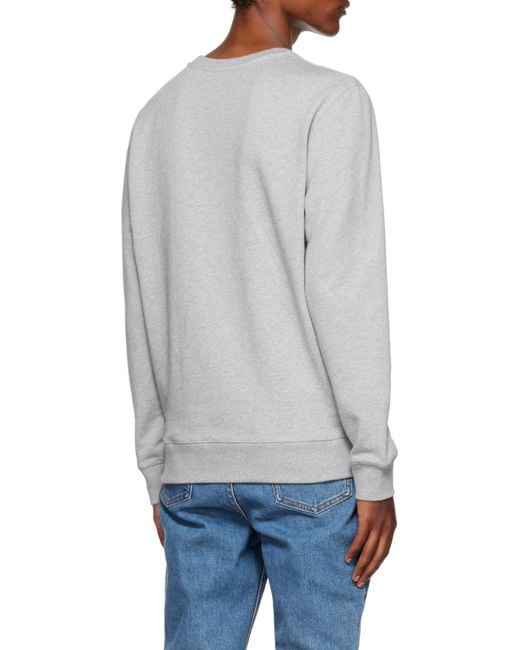 A.P.C. Gray Logo-Printed Straight Hem Sweatshirt for men