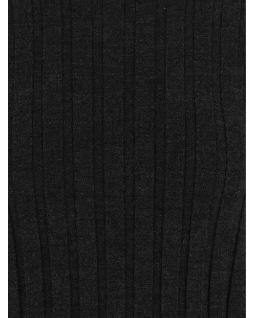 Allude Black Ribbed Fitted Knitted Sweater