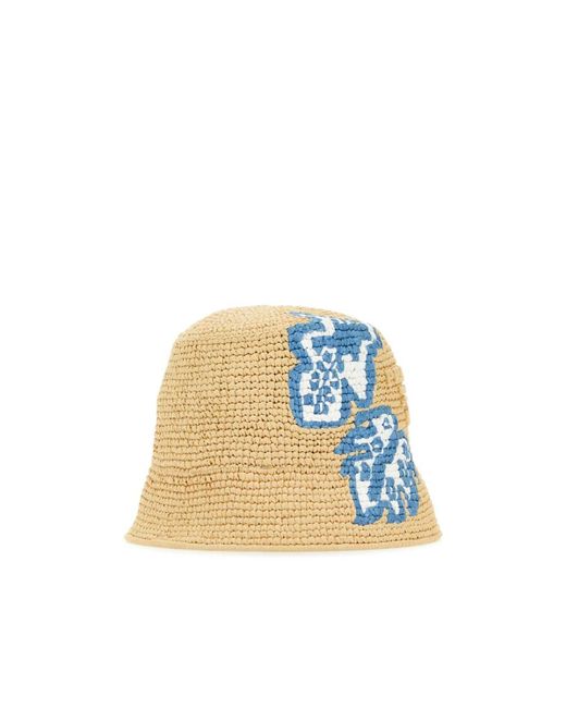 Prada Blue Raffia Bucket Hat