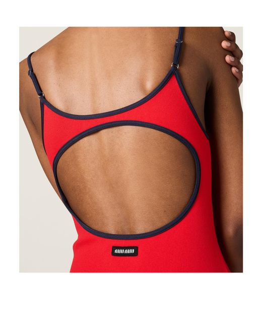 Miu Miu Red Technical Knit Swimsuit