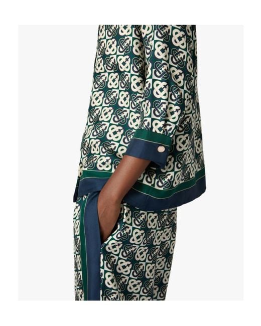 Casablanca Green Check Monogram Pyjama Long Sleeve Silk Shirt