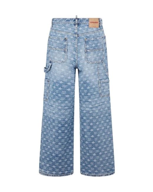 DSquared² Blue Light Wash Baggy Carpenter Jeans for men