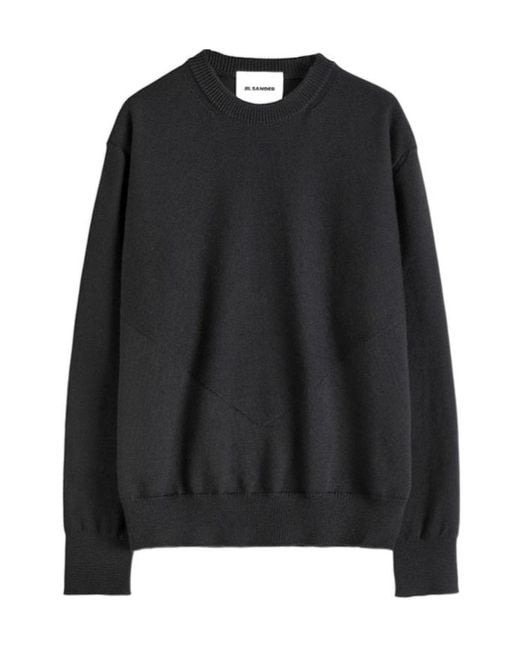Jil Sander Black Crewneck Long Sleeved Jumper for men