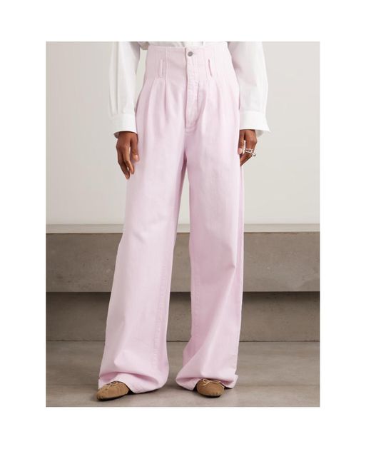 Agolde Pink High-Waisted, Wide-Leg Organic Cotton Jeans