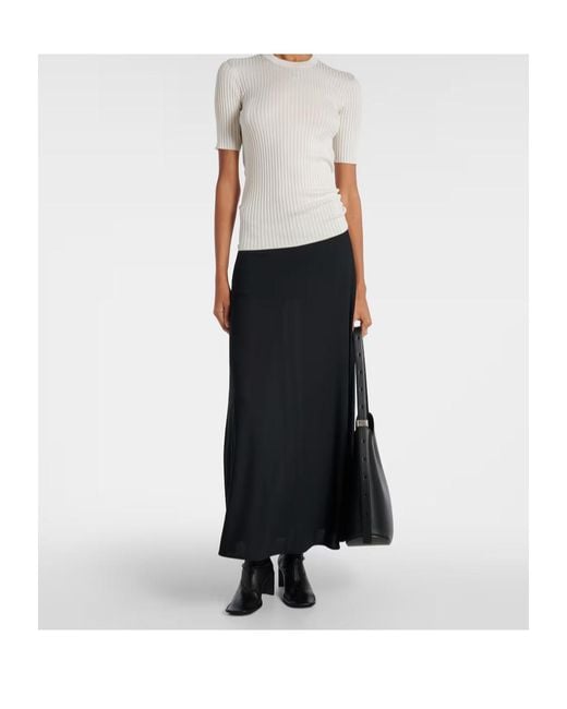Jil Sander White Ribbed-Knit Silk Sweater