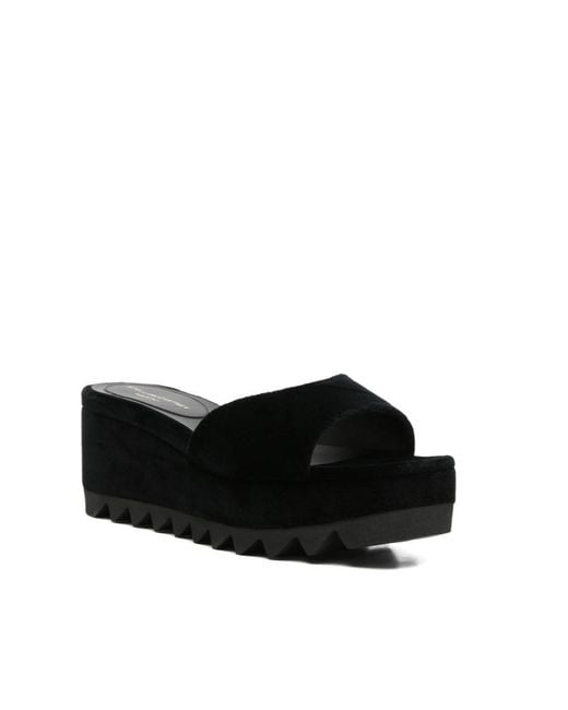 Stella McCartney Black Square-Toe Wedge Sandals