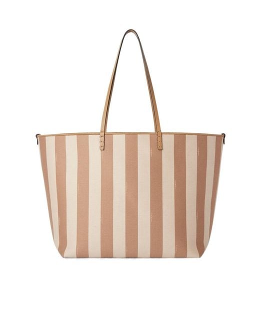 Fendi Natural Roll Striped Large Tote Bag