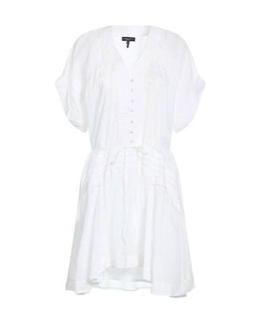 Rag & Bone White Solid-Color Short-Sleeved Dress