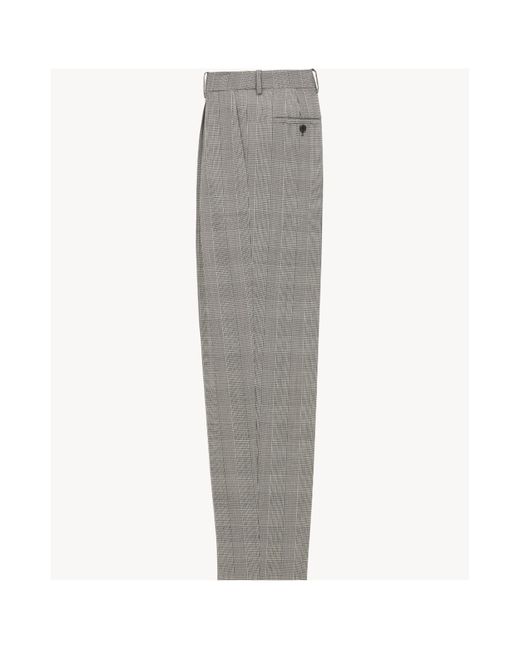 Saint Laurent Gray High Waist Checked Trousers for men