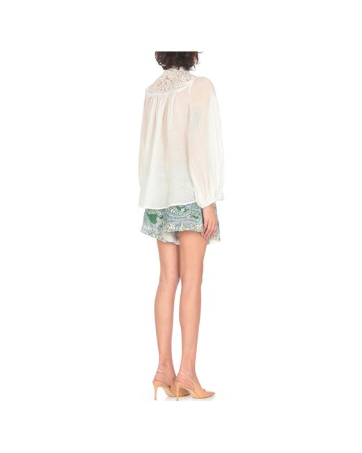 Zimmermann White Floral-Embroidered Ramie Shirt