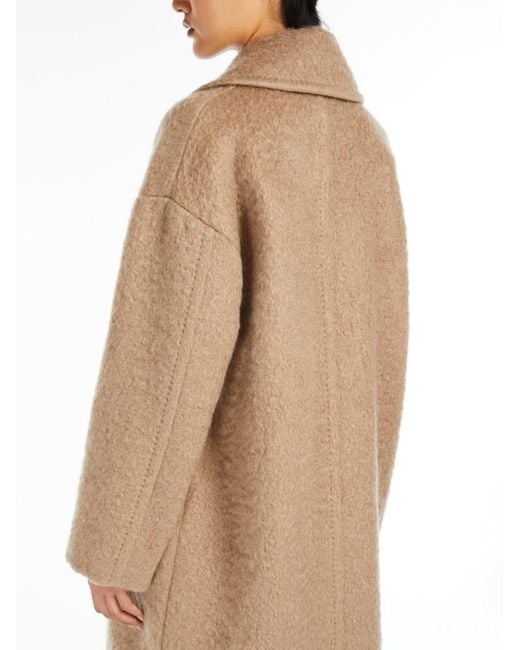 Max Mara Natural Freshly Cut Wool Long Coat