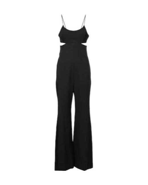 Victoria Beckham Black Cami Cutout Crêpe Satin Jumpsuit