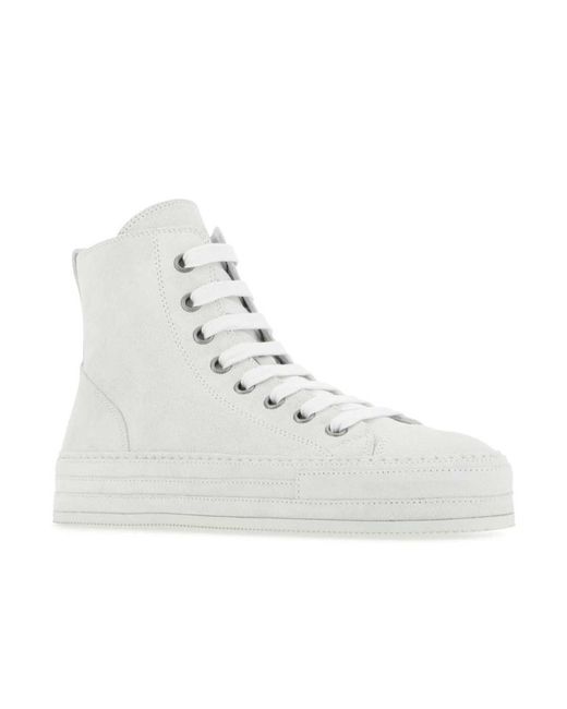 Ann Demeulemeester White Round Toe Lace-Up Sneakers