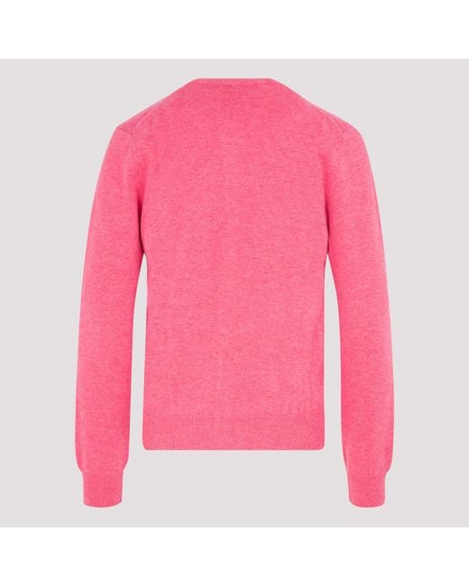 Comme des Garçons Pink Overlapping Heart Wool Cardigan