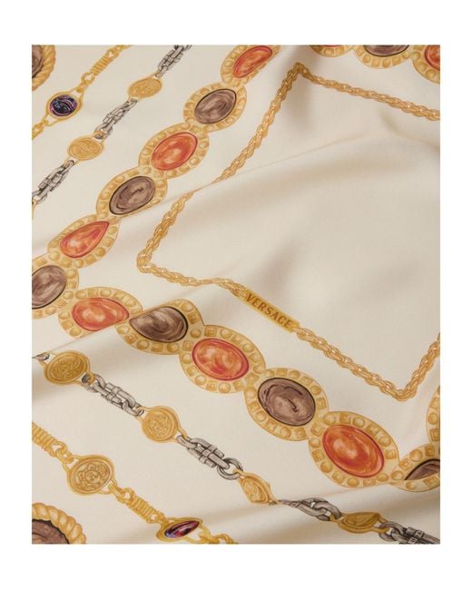 Versace Natural Printed Silk Twill Scarf 90 Cm