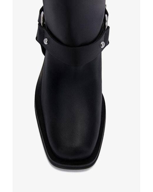Ganni Black Mid Shaft Biker Boots