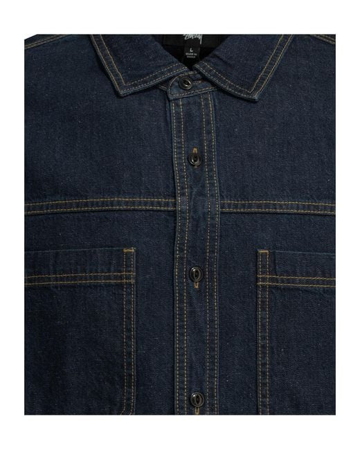 Stussy Blue Stüssy Overshirt Pocket Shirt for men