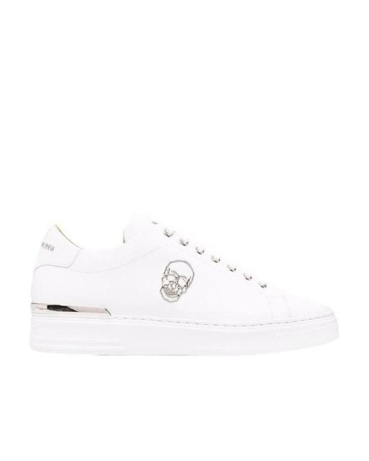 Philipp Plein White Runner Skeleton Leather Sneakers for men