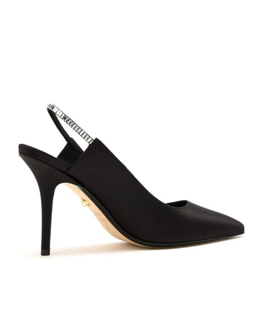ALEVI Black Danielle Crystal-Embellished Slingback Pumps