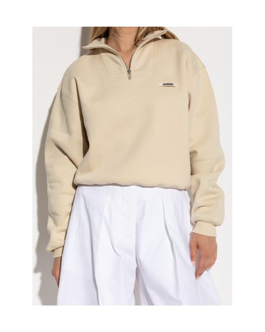 Jacquemus Natural The Gros Grain Zipped-Rollneck Sweatshirt