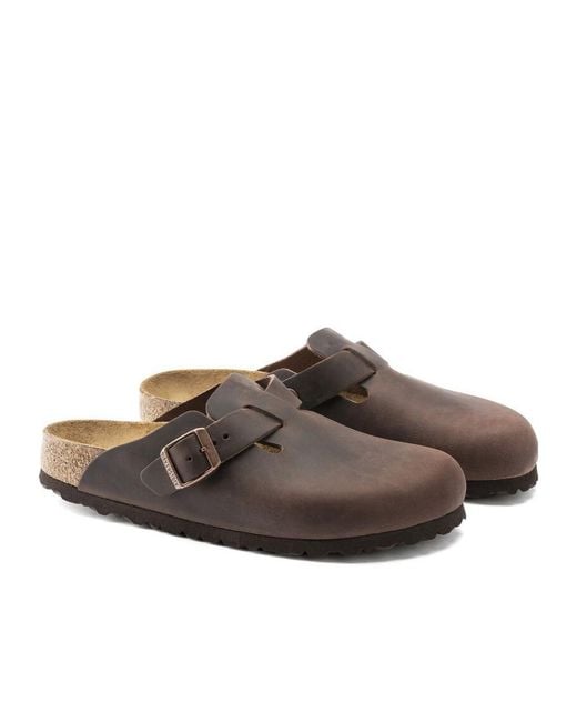 Birkenstock Brown Boston Leather Mules for men
