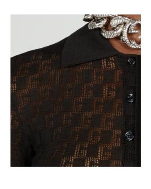 Gucci Black Geometric G Knitted Polo Shirt