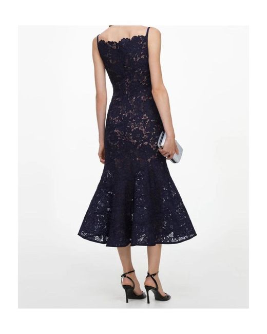 Self-Portrait Blue Spiral Lace Midi Dress