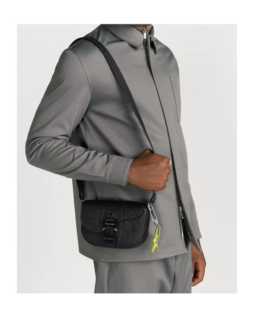 Dior Black Mini Saddle Messenger Bag With Flap for men