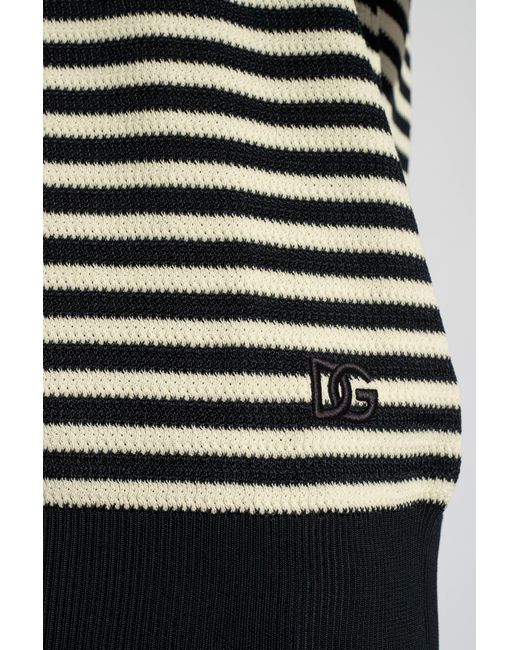 Dolce & Gabbana Multicolor Logo-Embroidered Striped Knitted Jumper for men