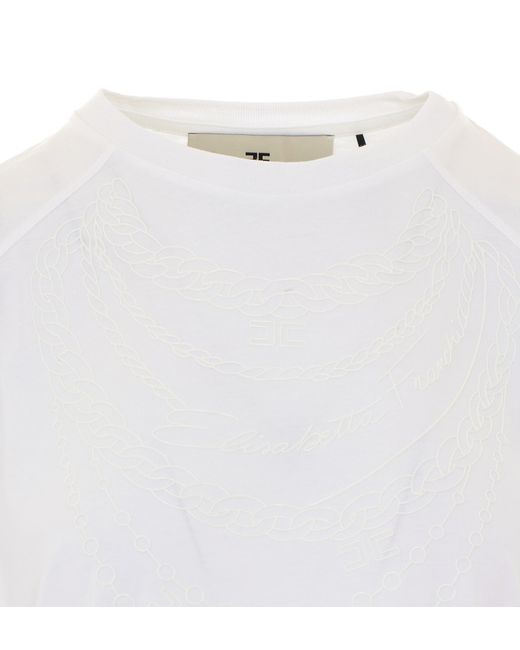 Elisabetta Franchi White Crewneck Short-Sleeved T-Shirt