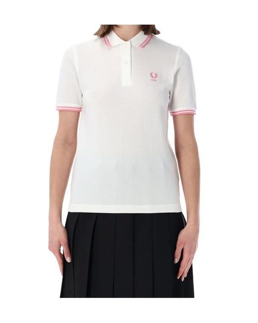 Comme des Garçons White X Fred Perry Logo-Embroidered Polo Shirt