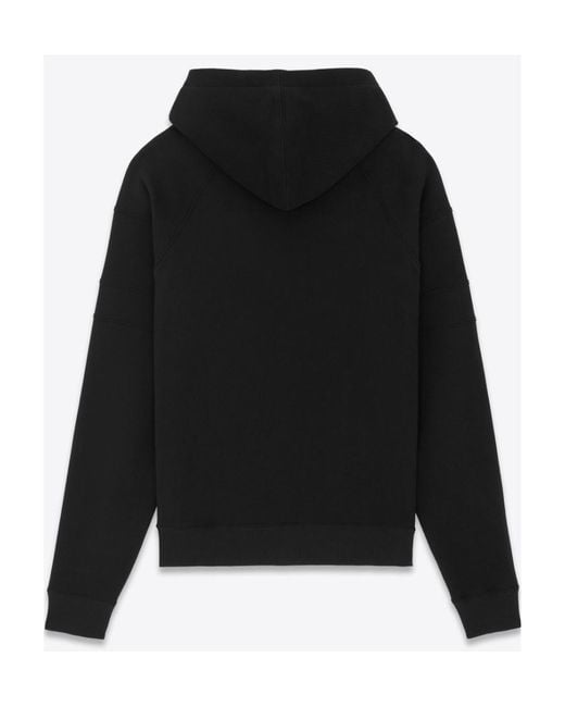 Saint Laurent Black Logo Detailed Drawstring Hoodie