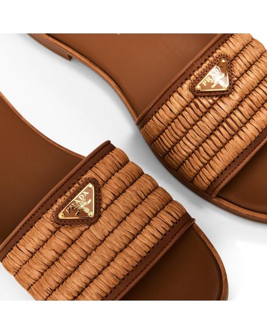 Prada Brown Straw Sandals