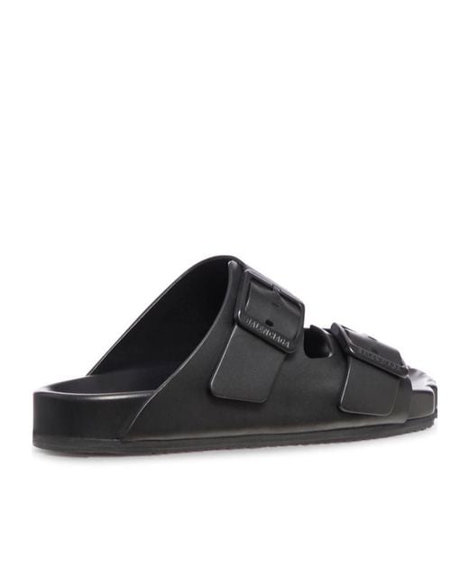 Balenciaga Black Buckle Slide-On Sandals