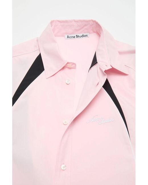 Acne Pink Embroidered Logo Button-Up Shirt for men