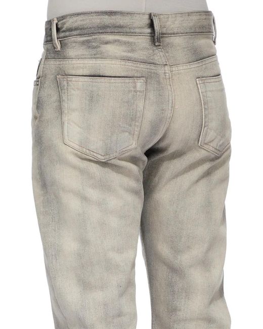 Rick Owens Gray Fog Cut Faded-Effect Jeans for men
