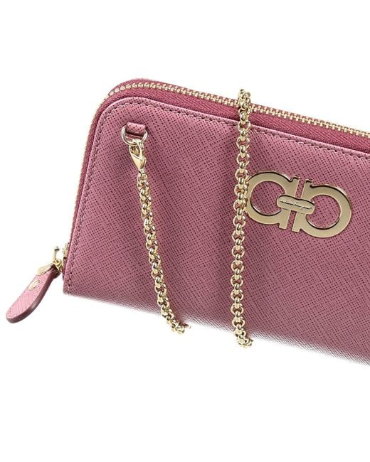 Ferragamo Purple Logo Zipper Wallet for men