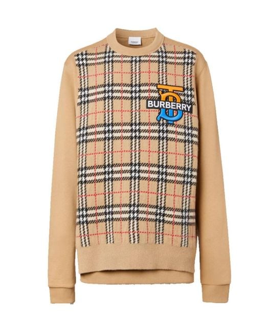 Burberry Multicolor Monogram-Motif Check-Panel Sweatshirt for men
