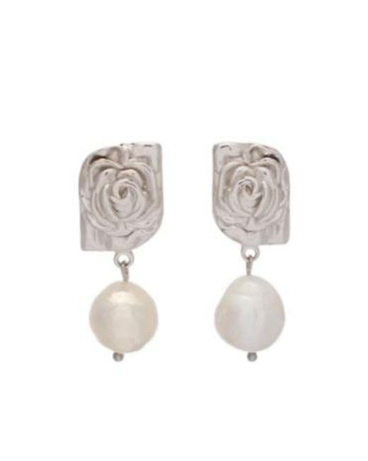 Magda Butrym Metallic Floral Faux-Pearl Drop Earrings