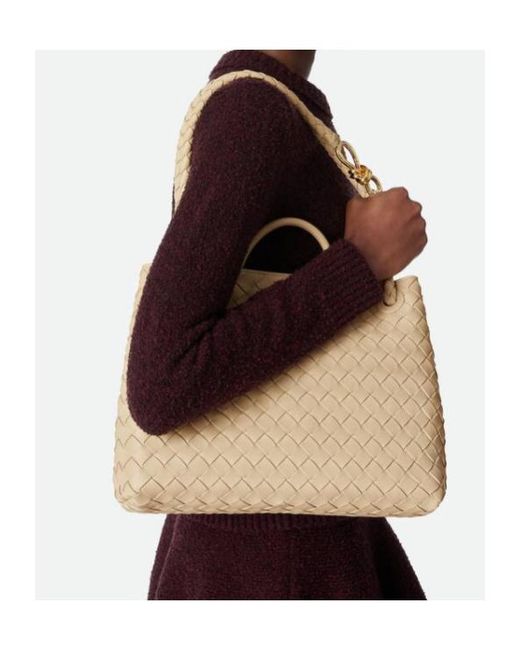 Bottega Veneta Metallic Andiamo Medium Top Handle Bag