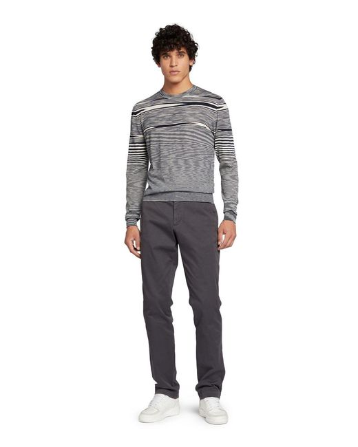 Missoni Gray Striped Crewneck Long-Sleeved Jumper for men