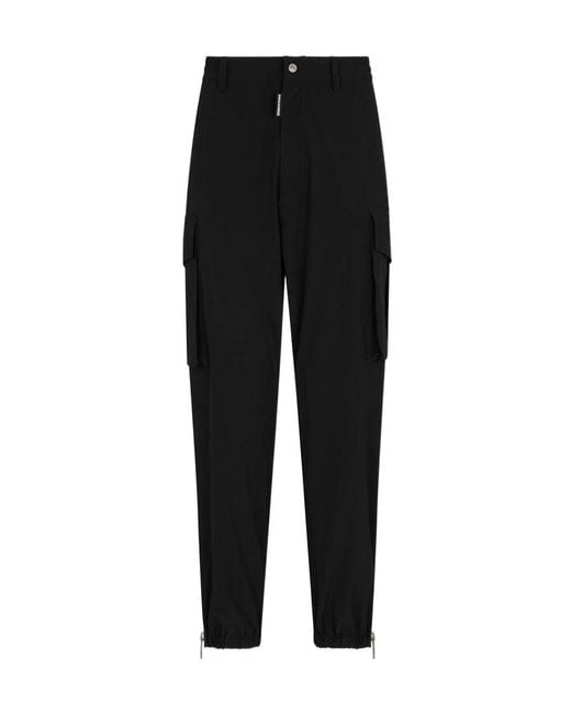 DSquared² Black Baggy Fit Pleated Cargo Pants for men