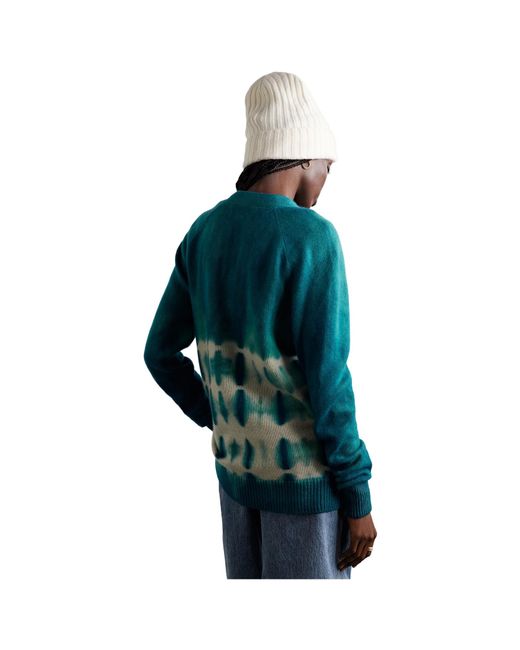 The Elder Statesman Green Tie-Dye Cashmere Cardigan